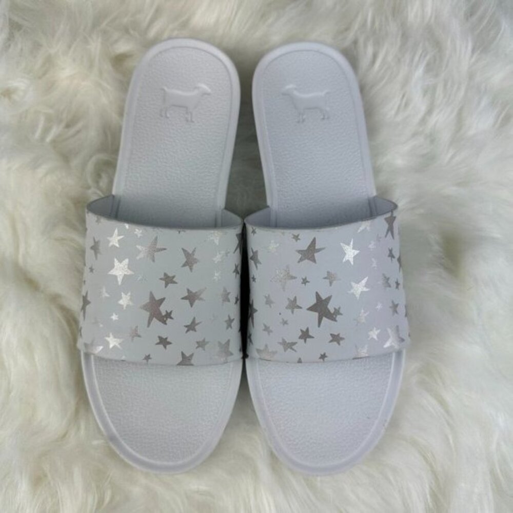 Goats The Slide K Sandals in White Silver Stars